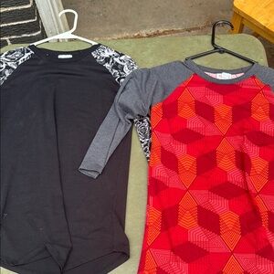 LuLaRoe Long Sleeve Tees - Black and Red Geometric